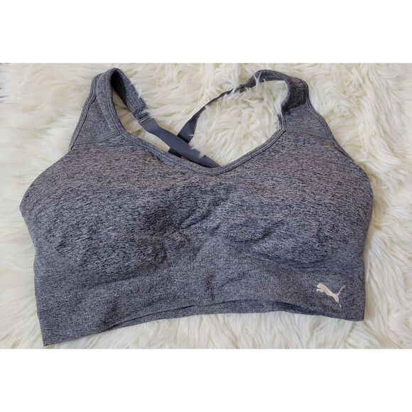 Puma Size L Gray Sports Bra - Picture 2 of 7